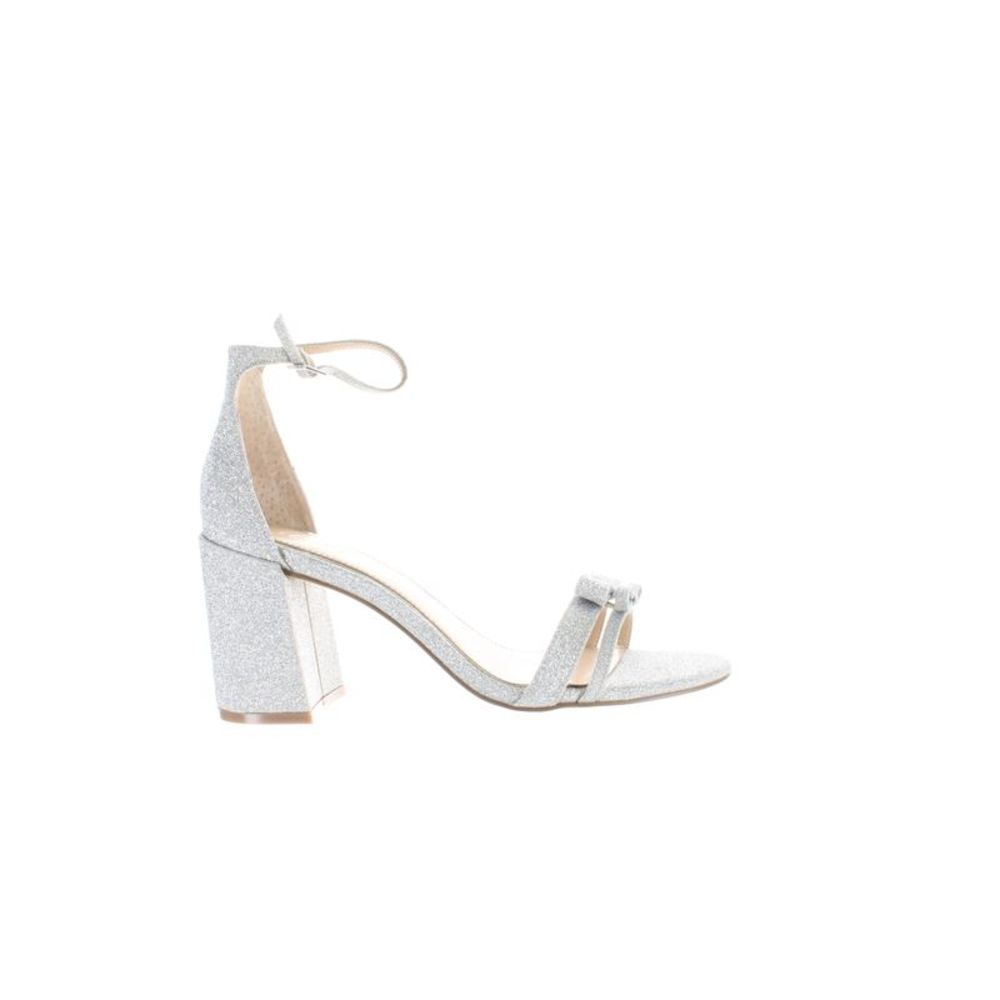 Badgley Mischka Womens Rio Silver Glitter Ankle Strap Heels Size 8 Medium (B, M)